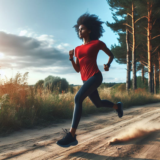 Donna in tuta che corre per allenarsi