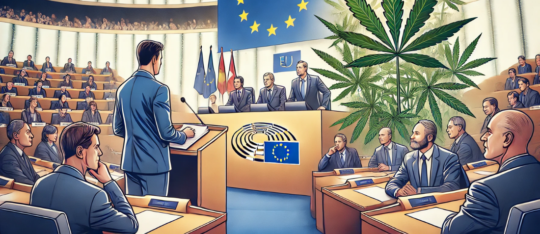 Europarlamento durante una sessione di discussione sulla cannabis light